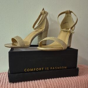 IDIFU Glittering Gold Block Heels